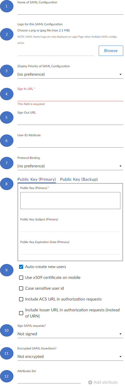 SAML settings